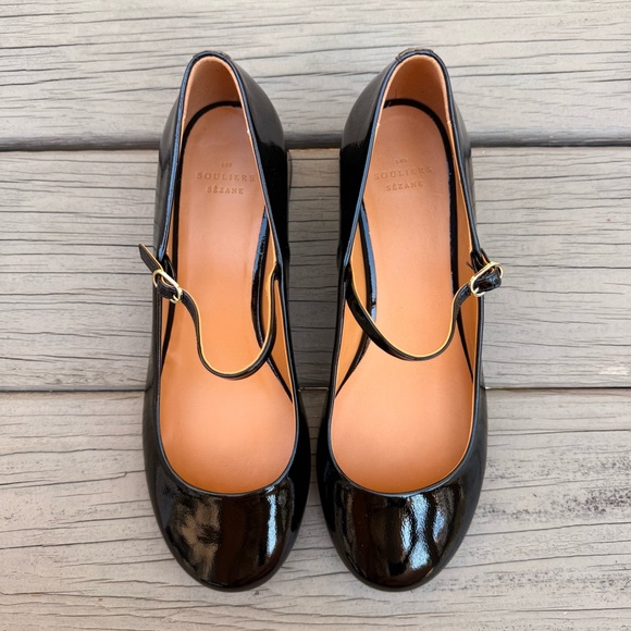 NIB Sezane Angelique black patent leather Mary Jane shoes size 40 - Picture 7 of 16
